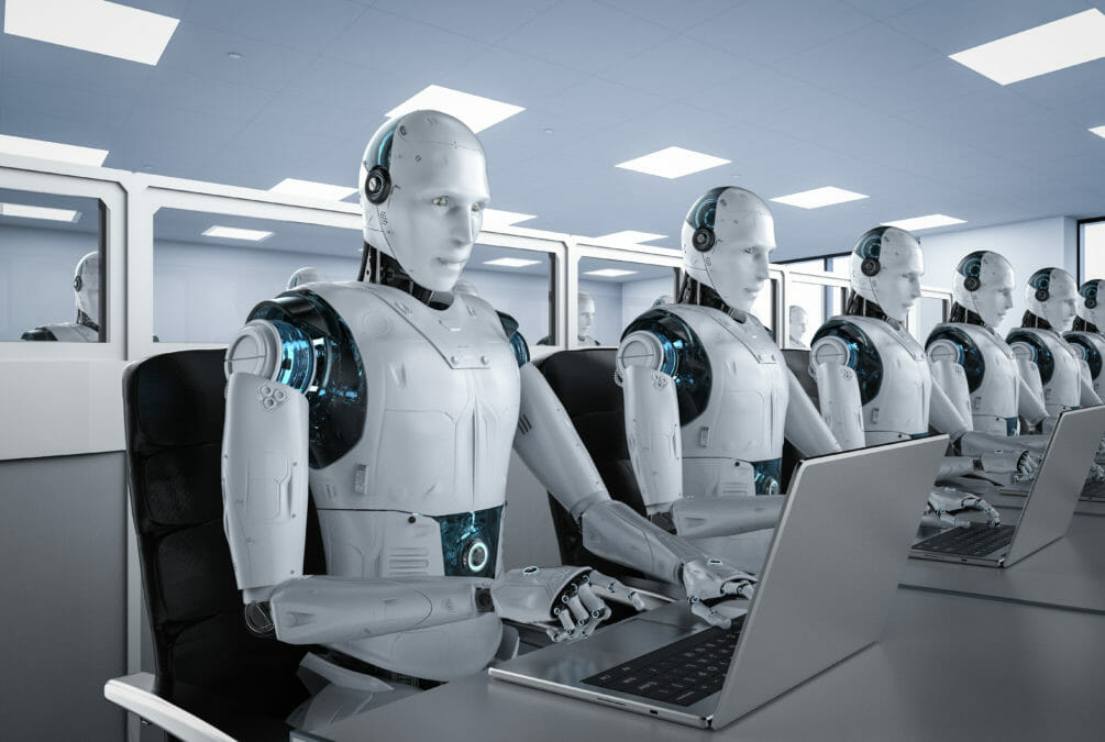 photo of robots working in office