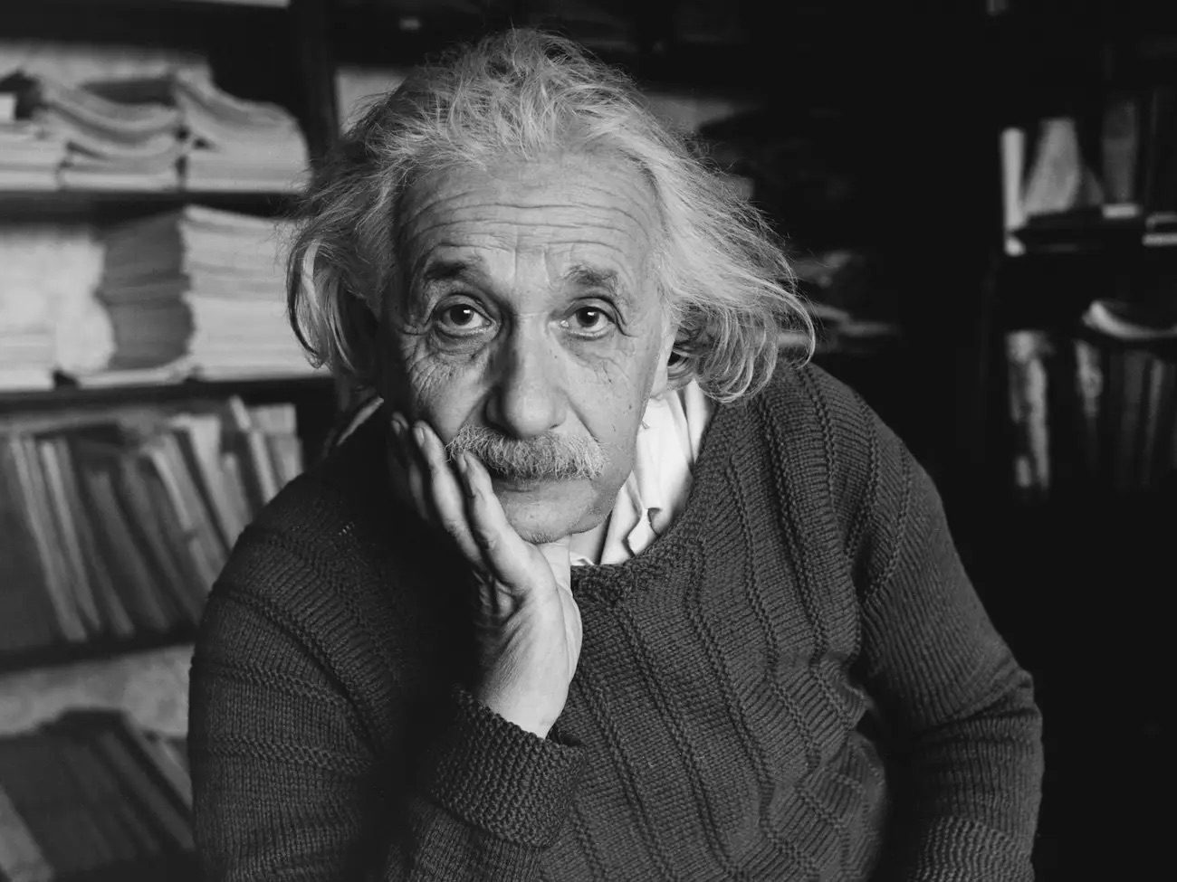 photo of einstein thinking