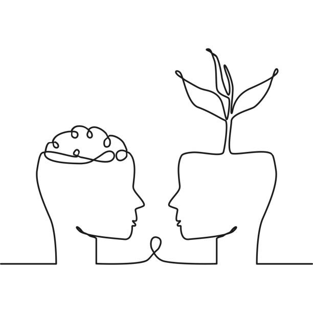 two heads with flowers sprouting out their tops